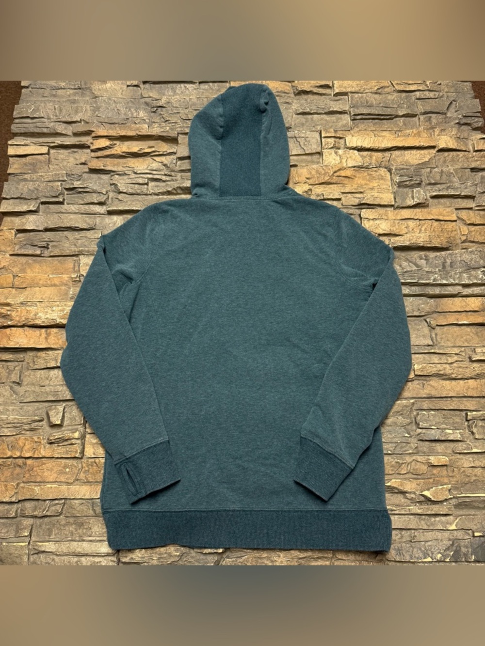 LL Bean Camp Hoodie Womens Medium Tall Blue Green Mountain Graphic Sweatshirt - Picture 6 of 8